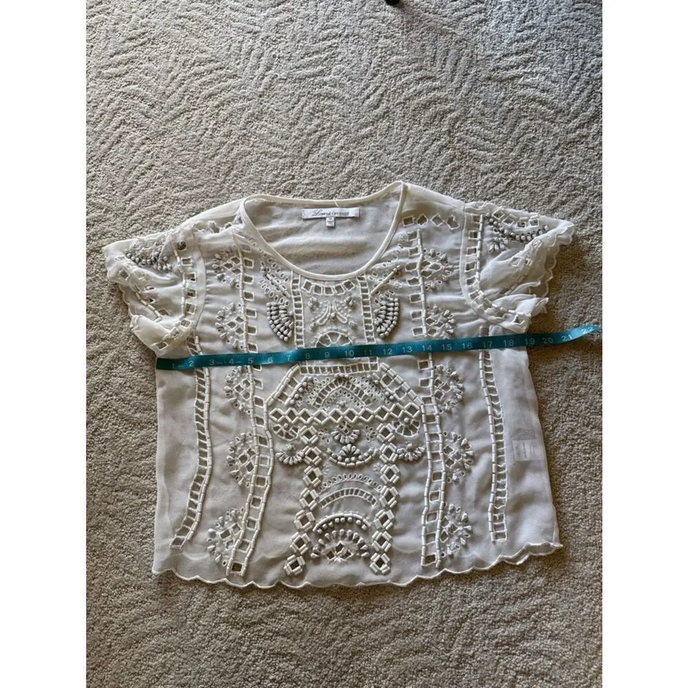 LOVERS+FRIENDS BEADS EMBROIDERED IVORY/white  COLOR SIZE Medium BLOUSE
